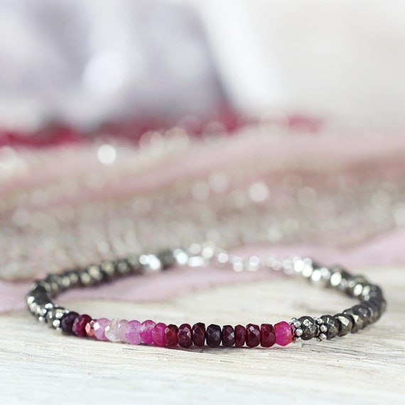 Ombre Ruby Bracelet - July Birthstone Gift For Her