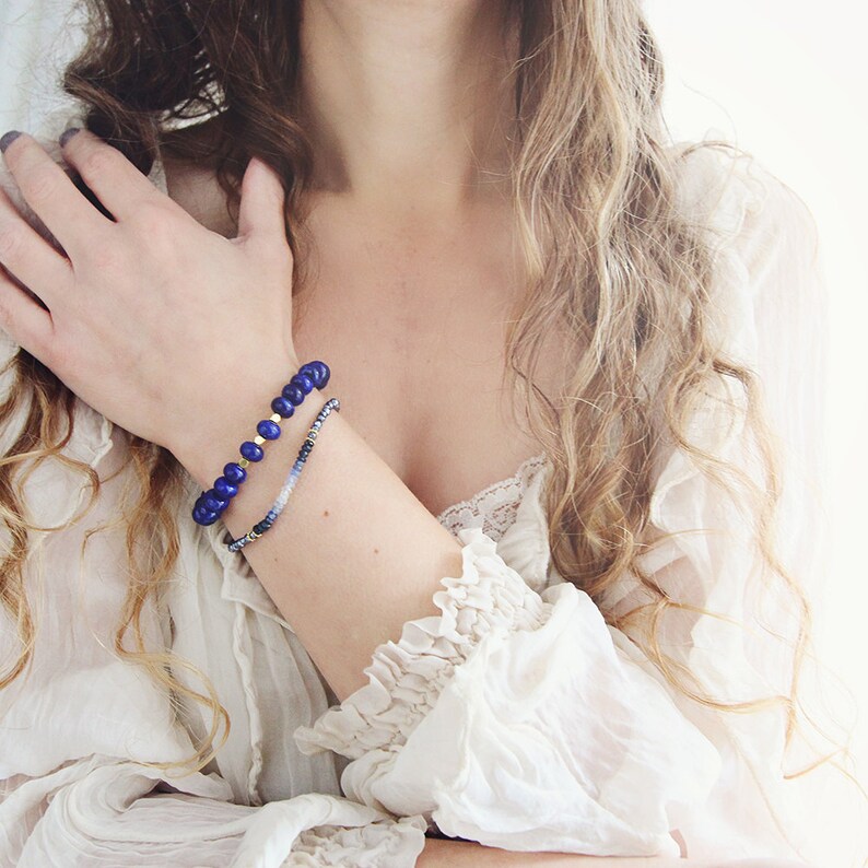 September Birthstone Bracelet Blue Sapphire Bracelet Birthstone Jewelry For Her Ombre Bracelet For Girlfriend