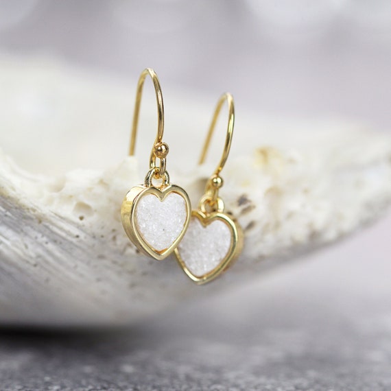 Druzy Inspired Polymer Clay Earrings, Sparkly Wedding Day Dangles