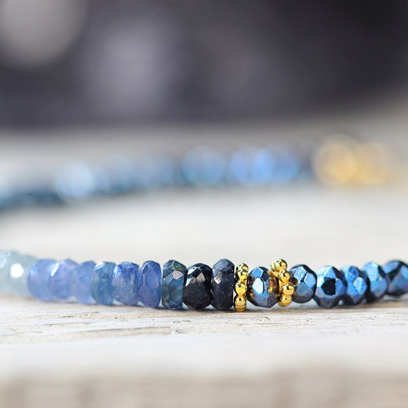 Blue Sapphire Bracelet Ombre Bracelet For Girlfriend September Birthstone Bracelet Birthstone Jewelry For Her Sapphire Fine Jewelry image 3