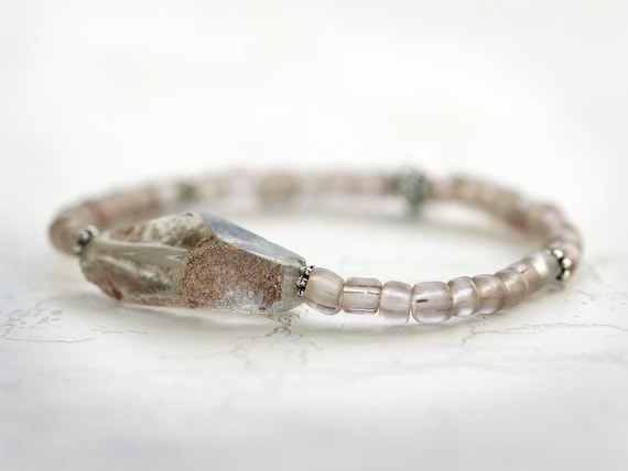 Raw Quartz Crystal Bracelet - Organic Jewelry - Natural Stone Bracelet