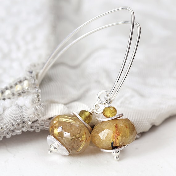 Rutilated Quartz Earrings - Golden Rutilated Earrings