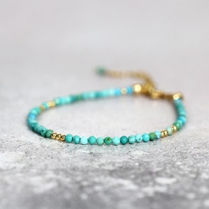 Genuine Turquoise Bracelet Ultra Skinny Boho Bracelet Women Thoughtful Friend Gift Dainty Natural Stone Bracelet Tiny Bead Bracelet image 2