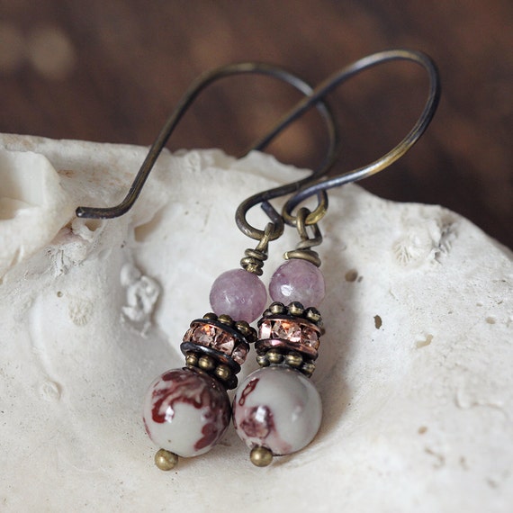 Jasper Earrings - Natural Earrings - Jasper Jewelry - Dainty Everyday Earrings - Jade Earrings - Earthy Earrings - LAST PAIR