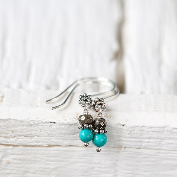 Silver Turquoise Earrings - Turquoise Drop Earrings