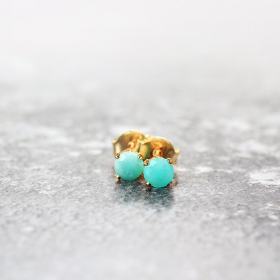 Amazonite Stud Earrings - Calming Crystal Jewelry