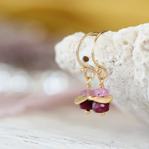 Gold Ruby Earrings Precious Stone Earrings July Birthstone Gift Fine Jewelry Pink & Red Gemstone Earrings Precious Stone Jewellery image 2