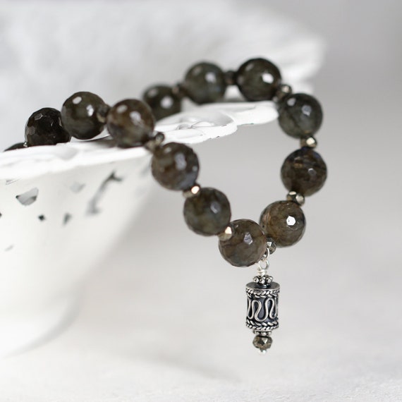 Labradorite Statement Necklace - Organic Gemstone Jewelry - Olive Green Necklace - Earthy Bead Necklace- LAST ONE