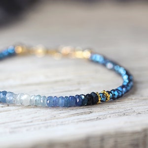 Blue Sapphire Bracelet Ombre Bracelet For Girlfriend September Birthstone Bracelet Birthstone Jewelry For Her Sapphire Fine Jewelry image 2