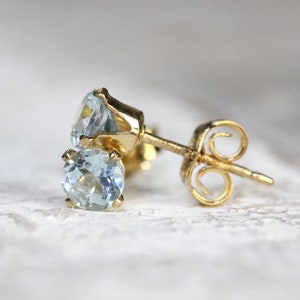 Blue Aquamarine Earrings March Birthstone Pale Blue Earrings Genuine Aquamarine Stud Earrings Gold Earrings Earrings For Mom image 4