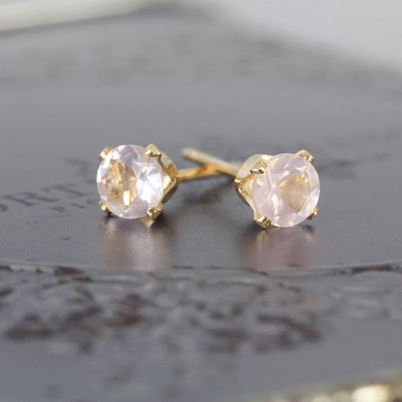 Rose Quartz Studs - Dainty Stud Earrings