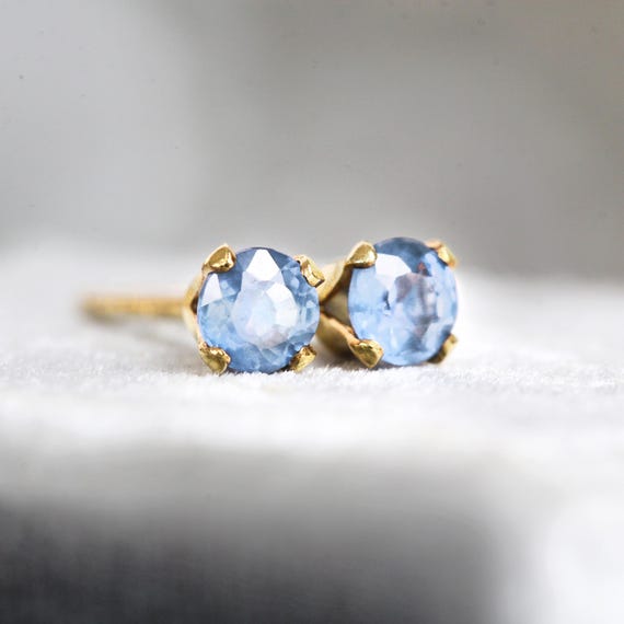 Light Blue Sapphire Stud Earrings
