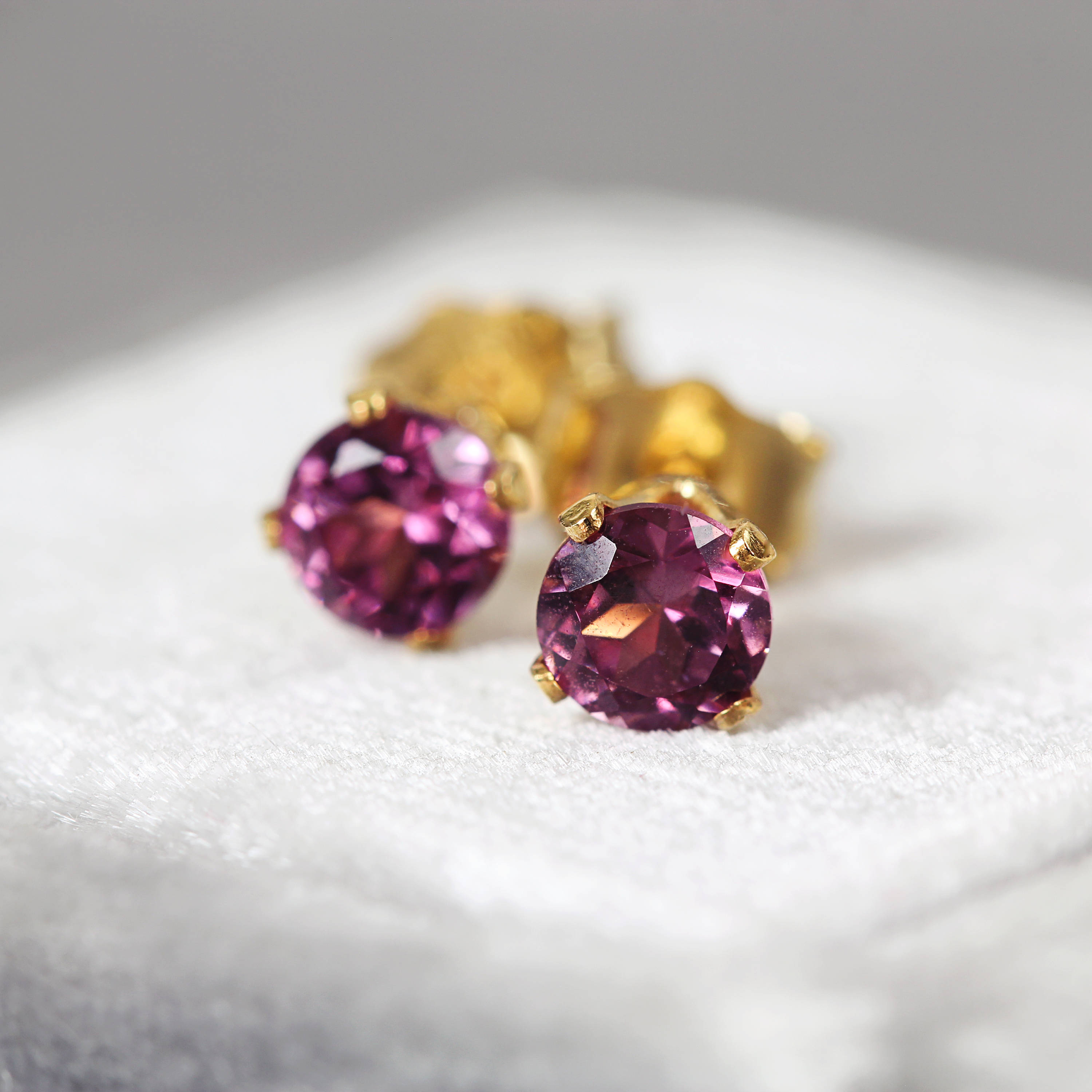 Rhodolite Garnet Stud Earrings - January Birthstone Gift