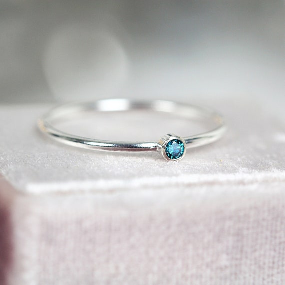 Blue Diamond Ring - Blue Diamond Solitaire Engagement Ring