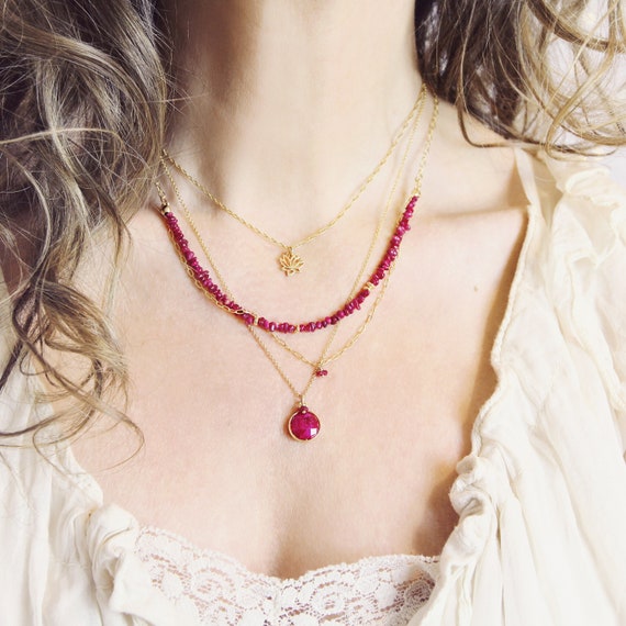 Ruby Necklace - Ruby Pendant Necklace