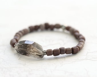 Raw Quartz Bracelet - Rough Stone Jewelry - Stacking Layering Bracelet - Raw Gemstone Jewelry - Natural Organic Jewelry