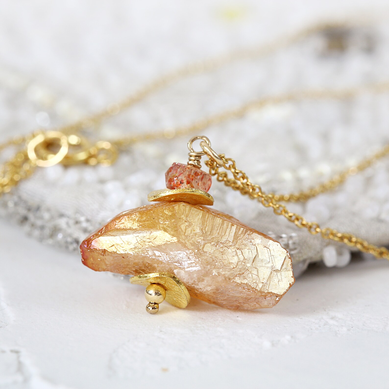 Stone aura orange necklace Clearance