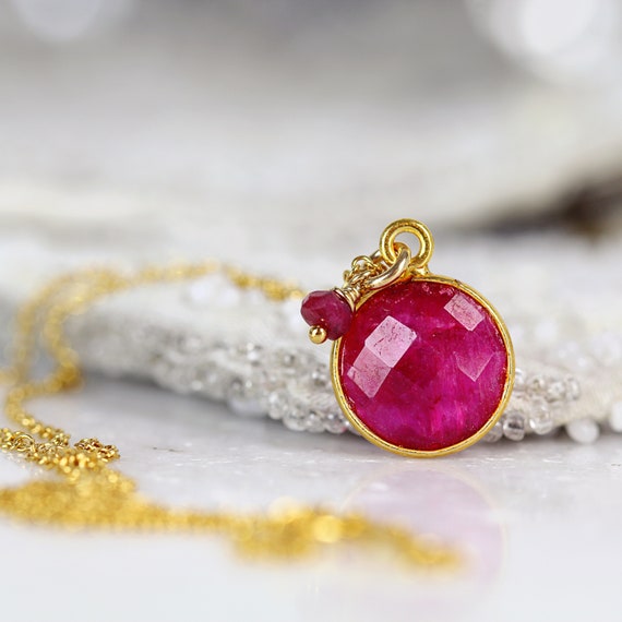Ruby Necklace - Ruby Pendant Necklace