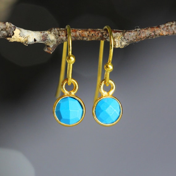 Turquoise Earrings - Gold December Birthstone Earrings