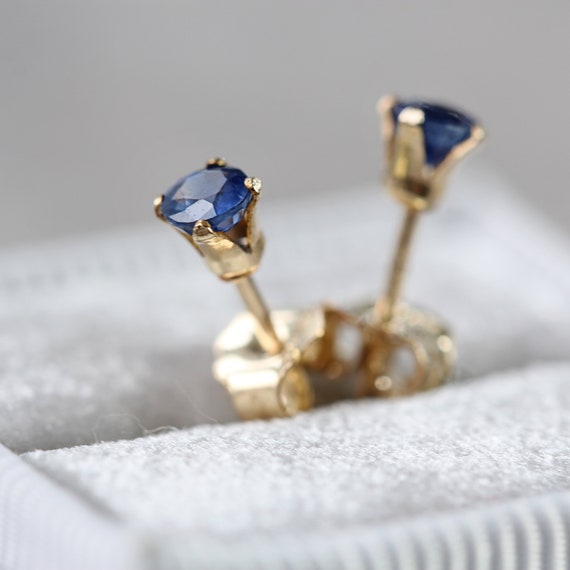 Sapphire Stud Earrings - Tiny Gemstone Studs