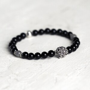 Pave & Black Onyx Bracelet - Black Bracelet - Black Onyx Jewelry - Stacking Bracelet - Pave Bracelet - Classic Bracelet