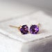 Amethyst Stud Earrings - Gemstone Studs - Tiny Stud Earrings - February Birthstone - Amethyst Earrings Gold - Amethyst Studs 