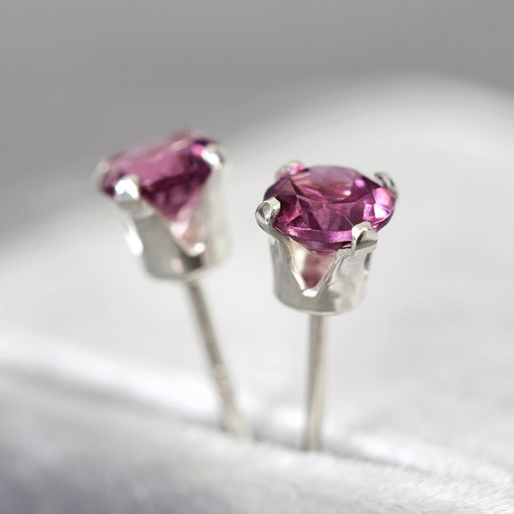 Rhodolite Garnet Stud Earrings - January Birthstone Gift