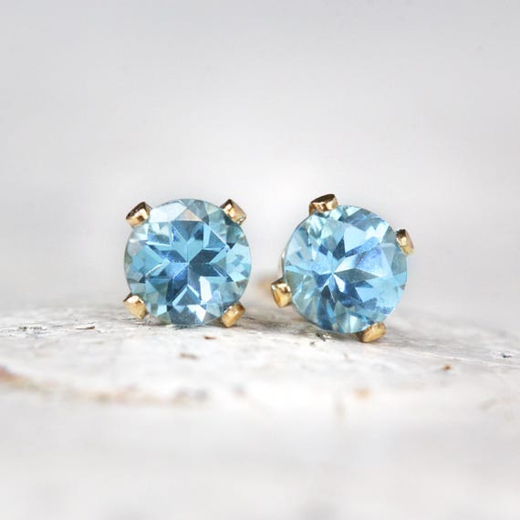 Swiss Blue Topaz Stud Earrings - Teacher Gift Idea