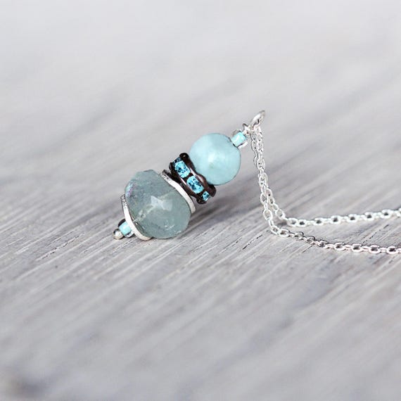 Aquamarine Pendant Necklace - March Birthstone Gift