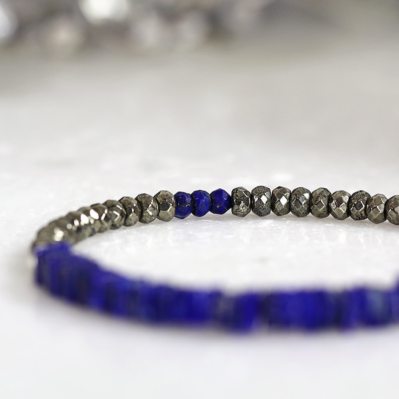 Gemstone Beaded Bracelet Blue Gemstone Bracelet Multi Stone Bracelet Blue Bracelet For Her Lapis Lazuli Bracelet Modern Bracelet