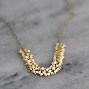 White Wedding Necklace Pearl Bridal Necklace White & Gold Wedding Jewelry Long Necklace White Pearl Necklace Boho Wedding Jewelry image 2