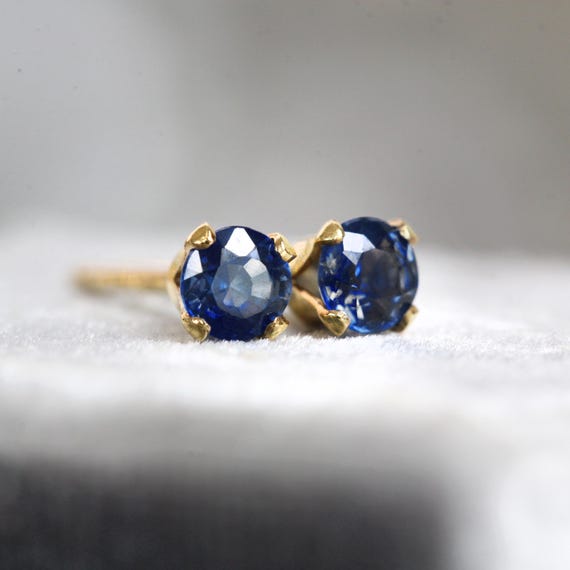Sapphire Stud Earrings - Tiny Gemstone Studs