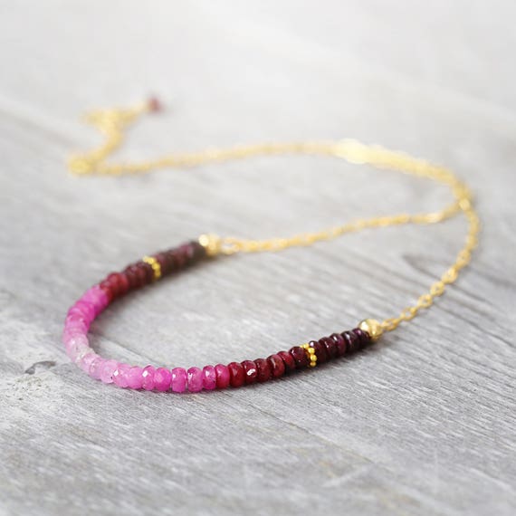 Genuine Ruby Necklace - Ruby Anniversary Gift