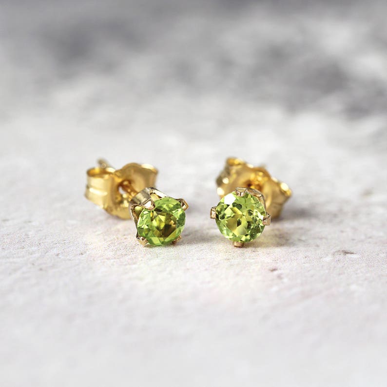 Peridot Earrings Gold Stud Earrings Peridot Jewellery Etsy