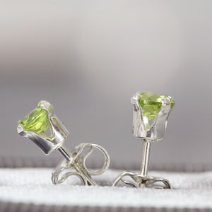 Peridot Earrings Gold Stud Earrings Peridot Jewellery Tiny Earrings Peridot Stud Earrings August Birthstone Green Earrings image 5