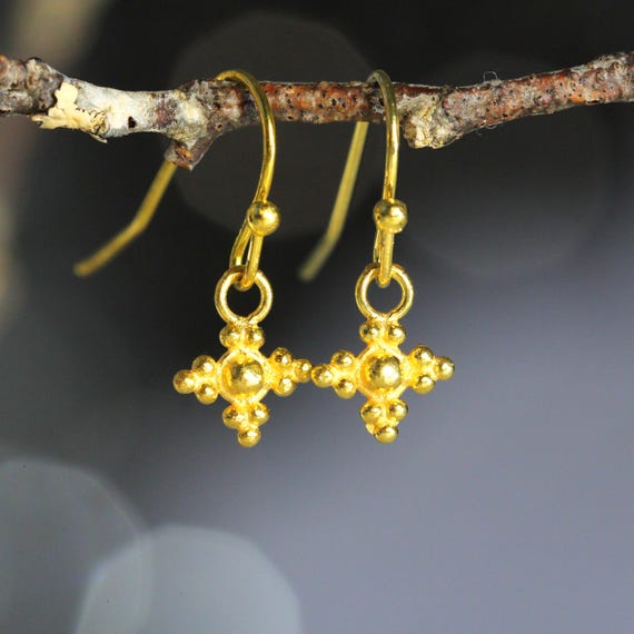 Dainty Gold Cross Earrings - Spiritual Christian Jewelry