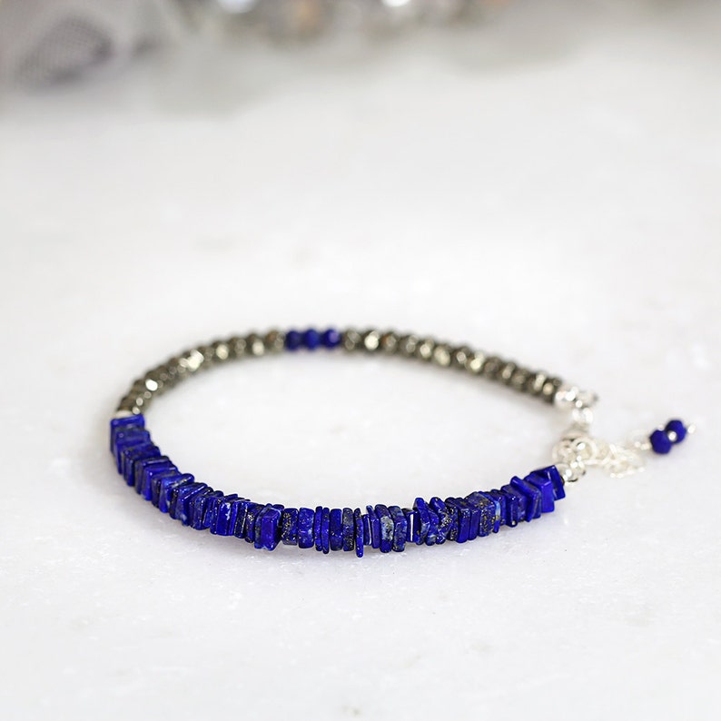 Gemstone Beaded Bracelet Blue Gemstone Bracelet Multi Stone Bracelet Blue Bracelet For Her Lapis Lazuli Bracelet Modern Bracelet
