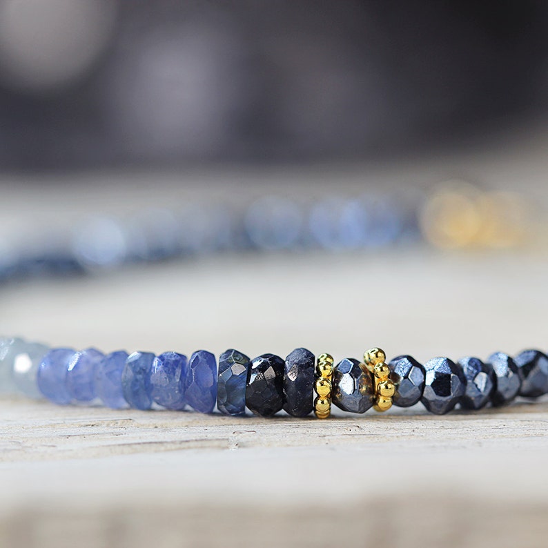 September Birthstone Bracelet Blue Sapphire Bracelet Birthstone Jewelry For Her Ombre Bracelet For Girlfriend