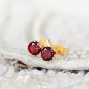 Garnet Stud Earrings Deep Red Earrings January Birthstone Red Garnet Earrings Birthstone Jewelry Christmas Gift For Her image 2