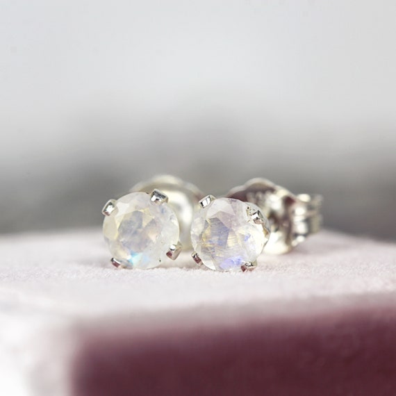 Moonstone Earrings - White Moonstone Studs