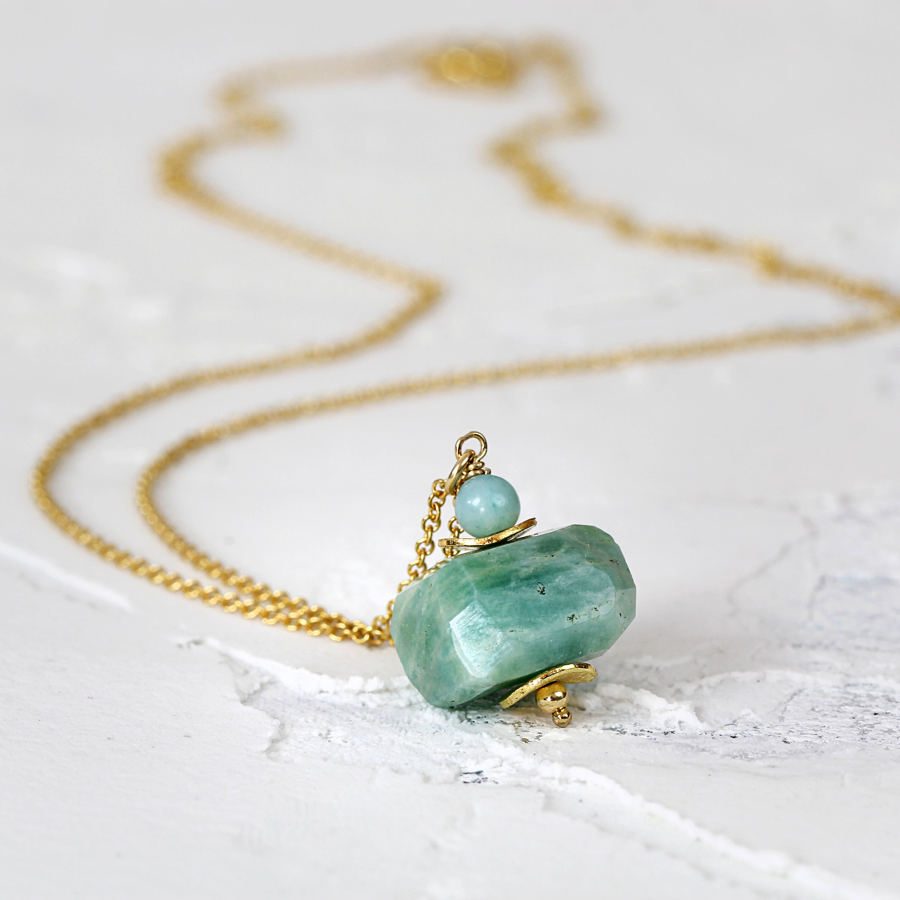 Amazonite Necklace - Green Stone Pendant