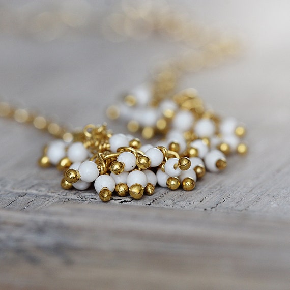White Magnesite Bracelet - White and Gold Bracelet