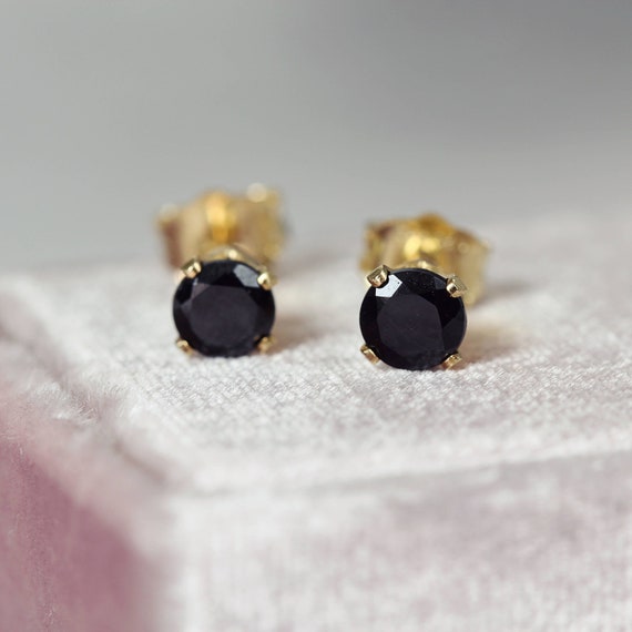 Black Spinel Earrings - Black Spinel Stud Earrings