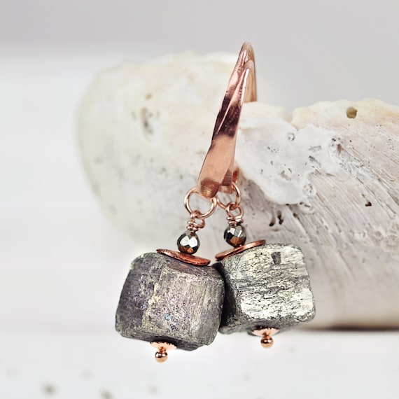 Pyrite Cube Earrings – Raw Stone Earrings