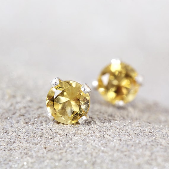 Citrine Stud Earrings - November Birthstone Gift