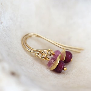 Gold Ruby Earrings Precious Stone Earrings July Birthstone Gift Fine Jewelry Pink & Red Gemstone Earrings Precious Stone Jewellery image 4