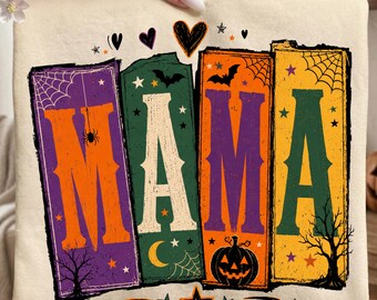 Mama Halloween PNG | Retro Spooky Shirt Design | Fall Sublimation | Mom DTF Printable | Digital Download