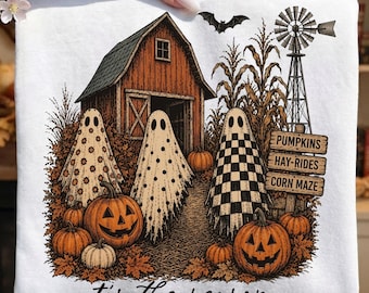 Vintage Halloween Ghosts PNG, Retro Ghost Trio, Spooky Autumn Sublimation, Digital Download