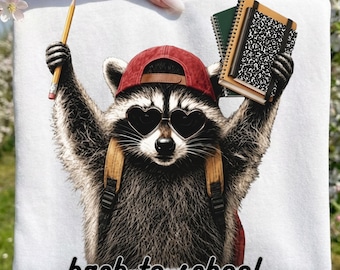 Back to School Raccoon PNG | Teacher Shirt Design | Sublimation Graphic (Digital Download)