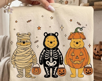 Halloween Bear PNG | Mummy Skeleton Pumpkin Costume, Spooky Fall Shirt Design (Digital Download)